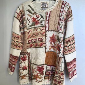 Heirloom Collectables Vintage Chunky Crochet Knit Cottagecore Sweater Size Small